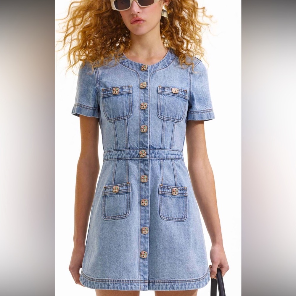 Self-Portrait Blue Denim Mini Dress